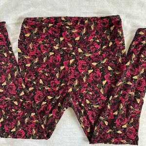 LuLaRoe TC Bees Roses Leggings Plus Size